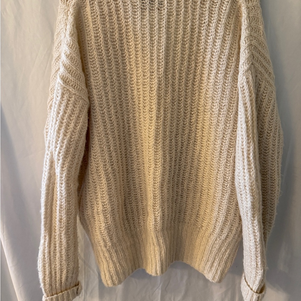 Anthropologie Pilcro wool mix Cream V-Neck oversized Sweater - Picture 7 of 9